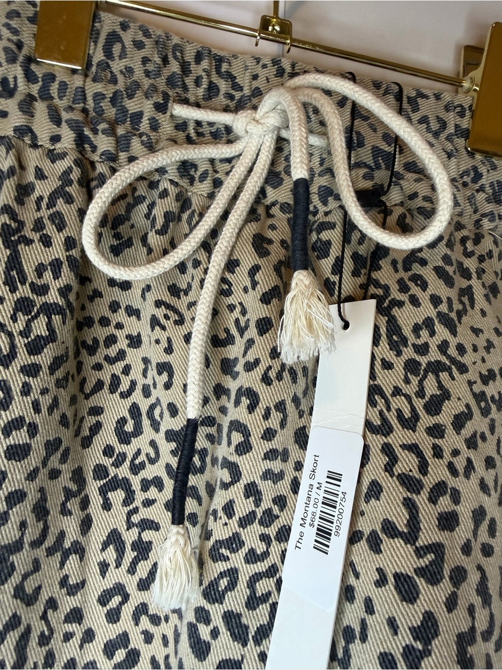 Leopard Print Drawstring Women's Skort - Beige/Black - Picture 4 of 4
